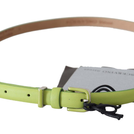 Ceinture en cuir vert classique avec quincaillerie à tons d'argent