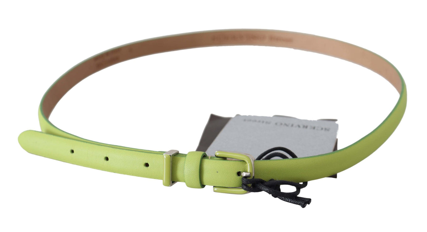 Ceinture en cuir vert classique avec quincaillerie à tons d'argent