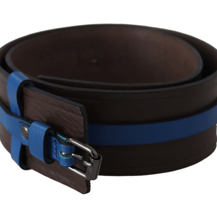 Ceinture en cuir brun élégant avec doublure bleue