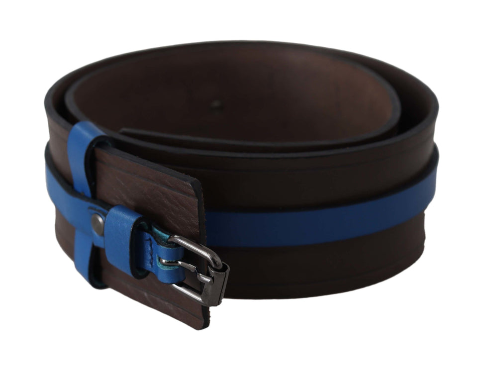 Ceinture en cuir brun élégant avec doublure bleue