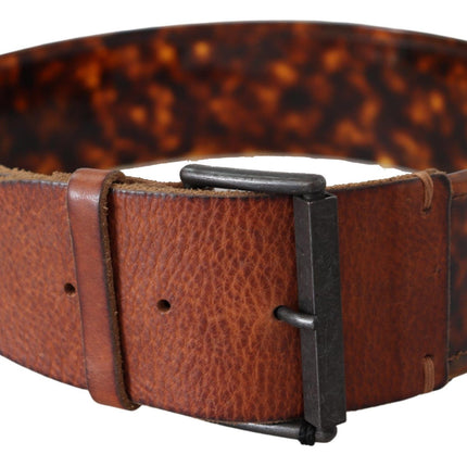 Ceinture élégante en cuir brun foncé avec boucle vintage