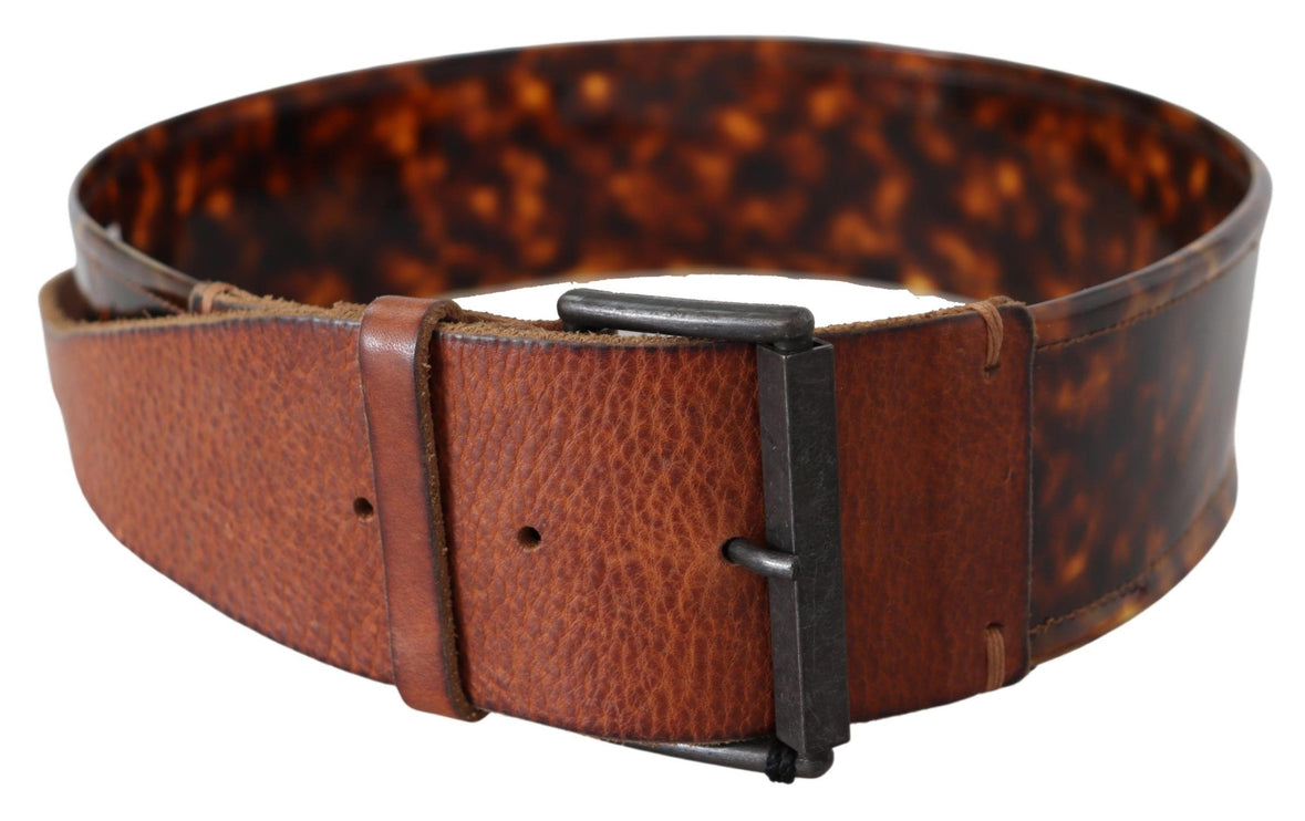 Ceinture élégante en cuir brun foncé avec boucle vintage