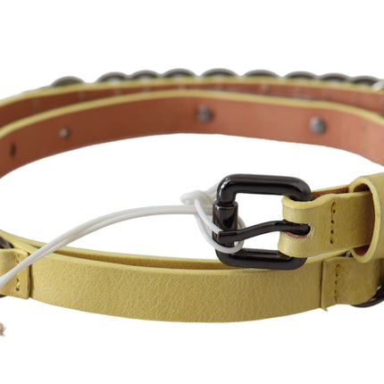 Ceinture maigre en cuir jaune chic