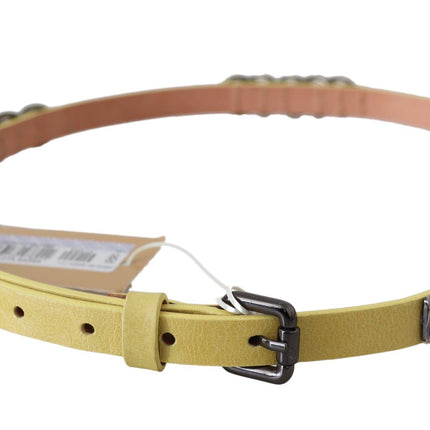 Ceinture maigre en cuir jaune chic