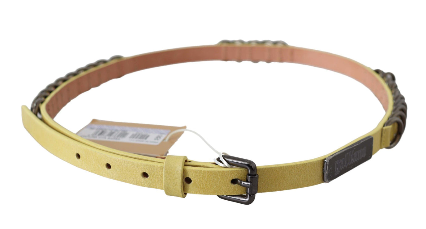 Ceinture maigre en cuir jaune chic