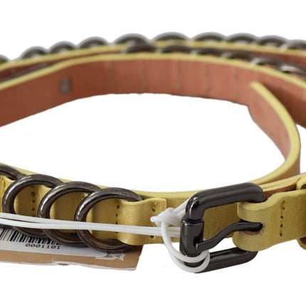 Ceinture maigre en cuir jaune chic