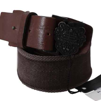 Ceinture en cuir brun foncé classique avec boucle de logo