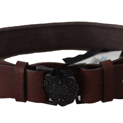 Ceinture en cuir brun foncé classique avec boucle de logo