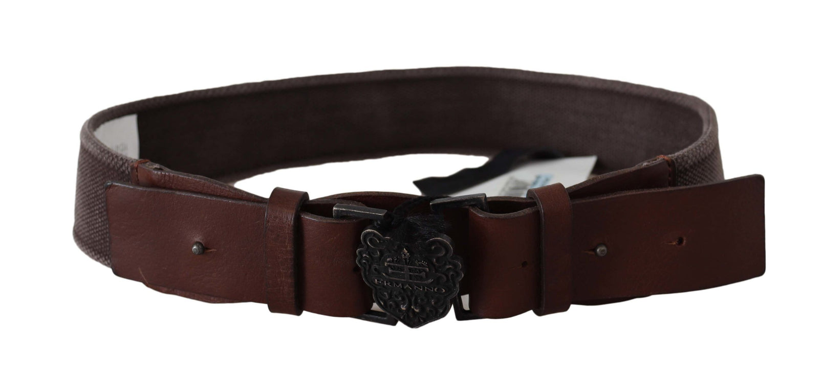 Ceinture en cuir brun foncé classique avec boucle de logo