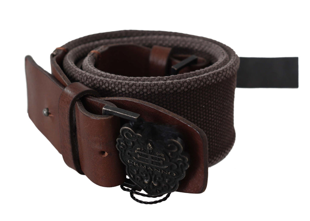 Ceinture en cuir brun foncé classique avec boucle de logo