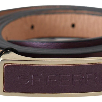 Ceinture en cuir marron élégante avec boucle dorée