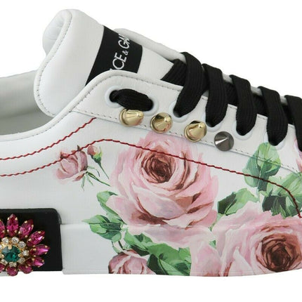 Sneaker in pelle floreale cristallina