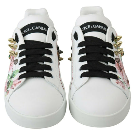 Sneaker in pelle floreale cristallina