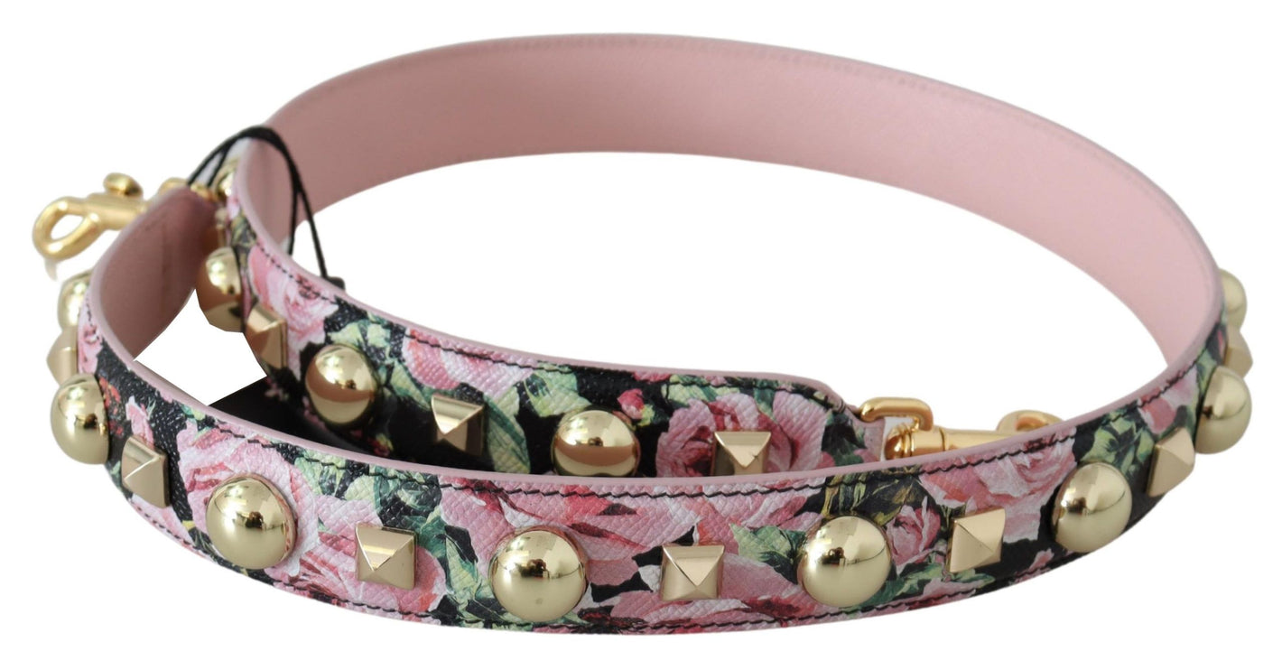 Sangle en cuir étalon en or floral en rose