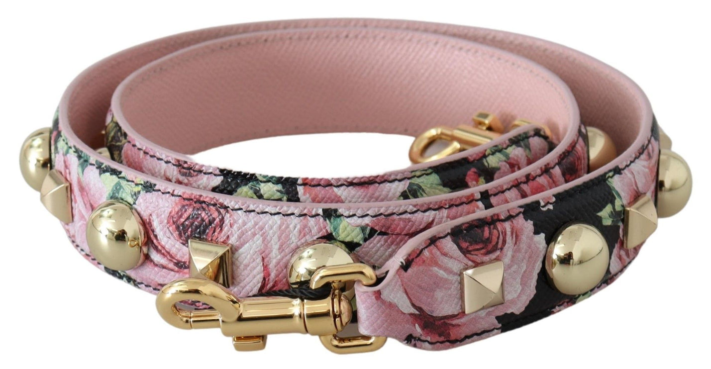 Sangle en cuir étalon en or floral en rose