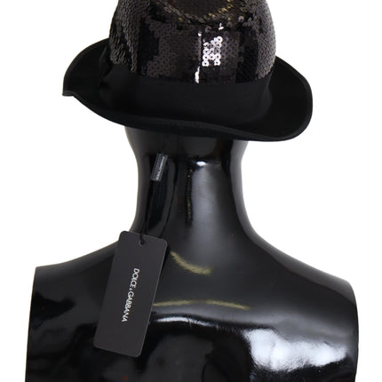 Elegante sombrero fedora de lentejuelas negras