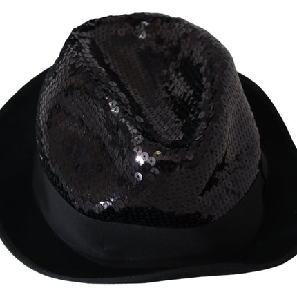 Elegante sombrero fedora de lentejuelas negras