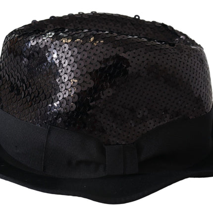 Elegante sombrero fedora de lentejuelas negras