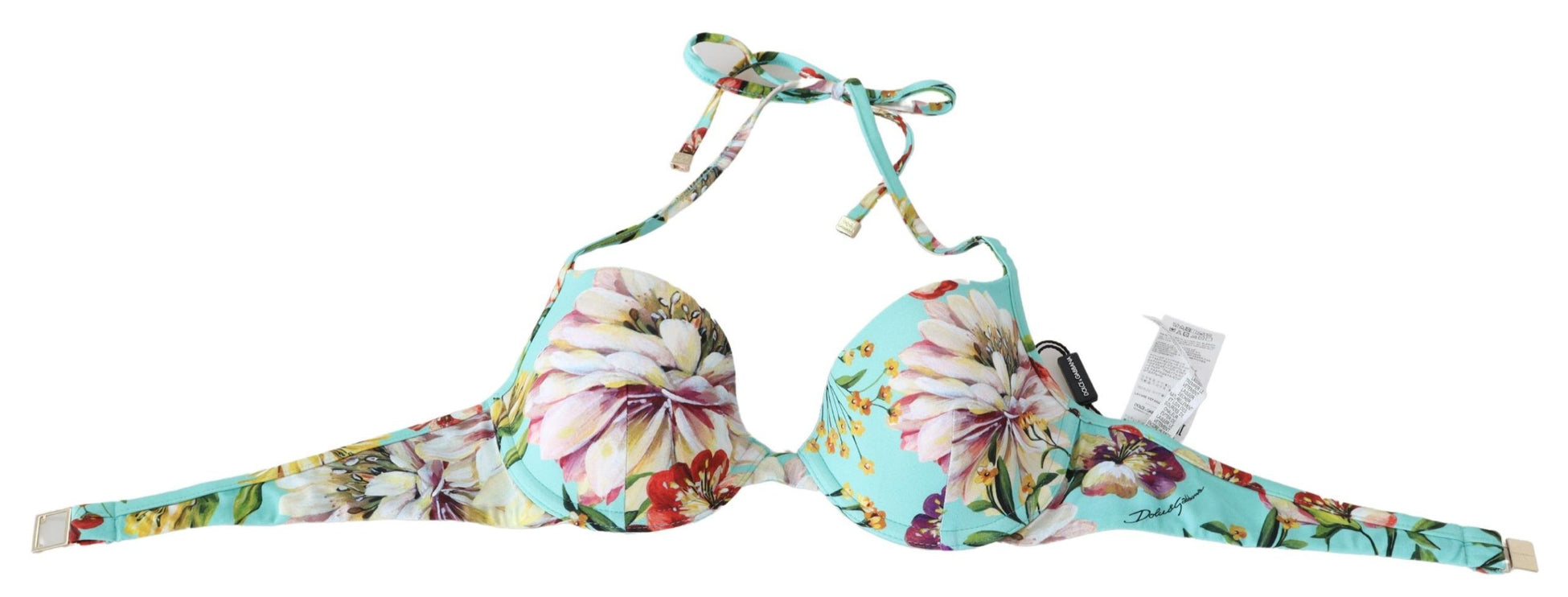 Top bikini floreale verde menta chic