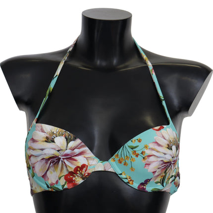 Top bikini floreale verde menta chic