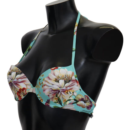 Top bikini floreale verde menta chic