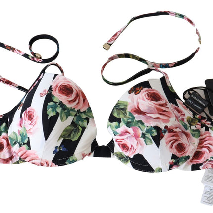 Top bikini estampado de rosa elegante para elegantes días en la playa