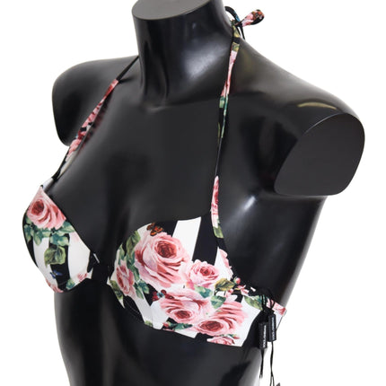 Top bikini estampado de rosa elegante para elegantes días en la playa