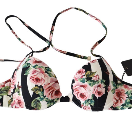 Elegante top bikini con stampa rosa