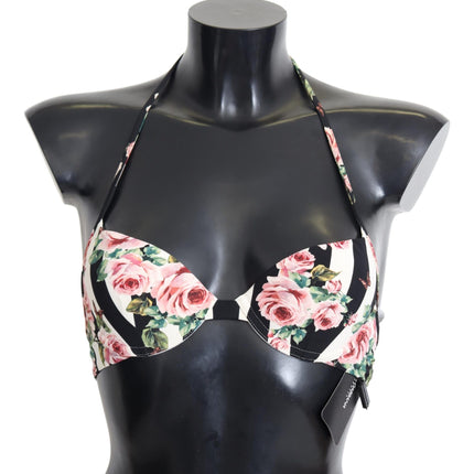 Elegante top bikini con stampa rosa