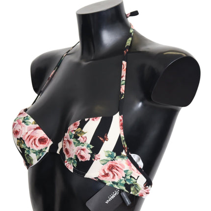 Elegante top bikini con stampa rosa