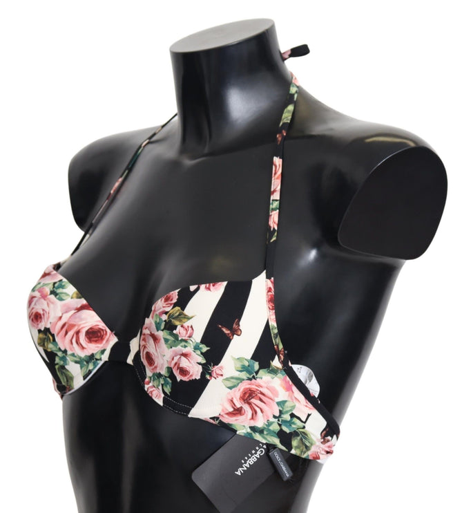 Elegante top bikini con stampa rosa