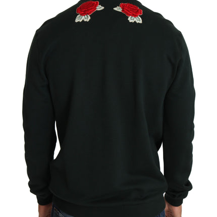 Emerald Cotton Sweater with Crystal Embroidery