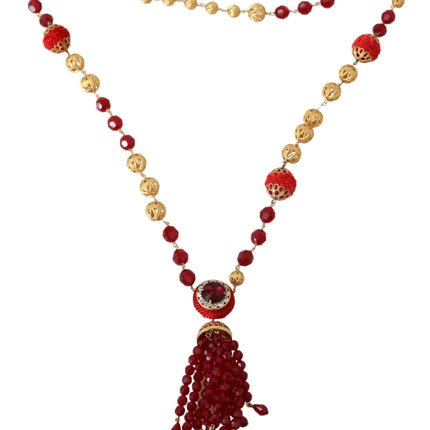 Elegant Red Crystal Gold-Plated Necklace