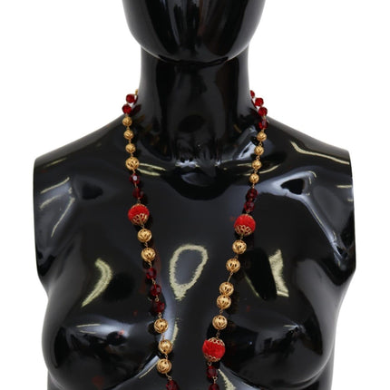 Elegant Red Crystal Gold-Plated Necklace