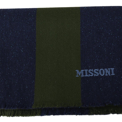 Authentic Wool Scarf with Stripes and Logo Embroidery