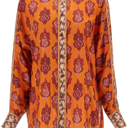 Zimmermann orange silk shirt ikat long sleeve loose fit