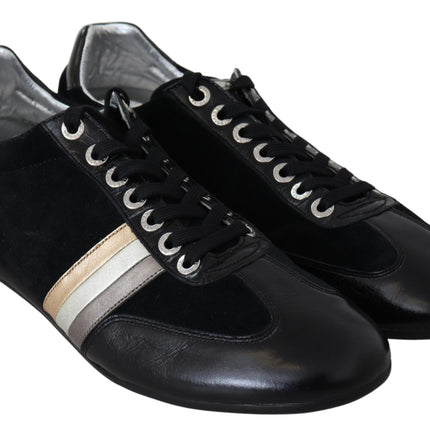 Elegantes zapatillas de deporte deportivo de cuero negro