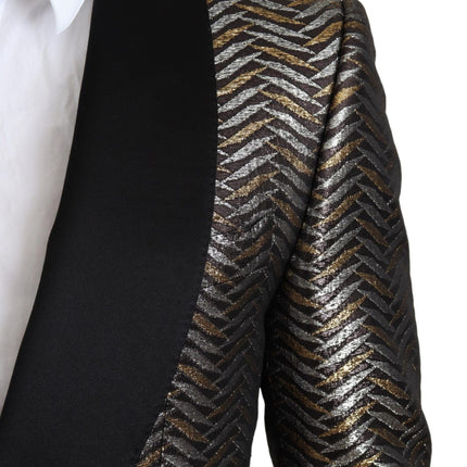 Elegant Metallic Jacquard Slim Blazer Jacket