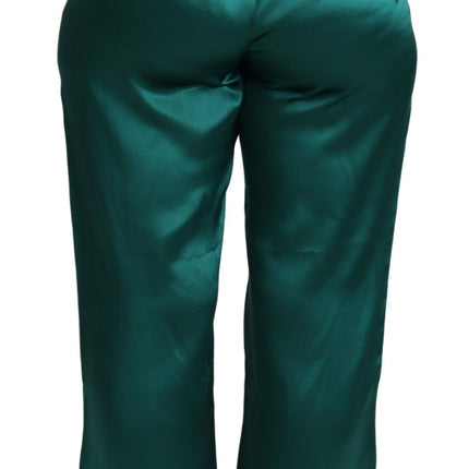 Exquisitos pantalones de pijama de seda en verde exuberante