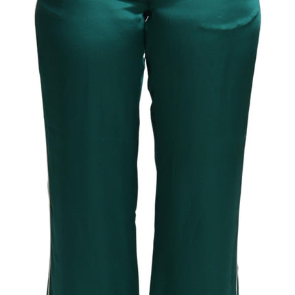 Exquisitos pantalones de pijama de seda en verde exuberante