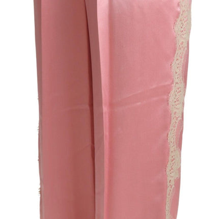 Silk Blend Satin Wide-Leg Pants in Pink