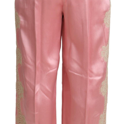 Silk Blend Satin Wide-Leg Pants in Pink