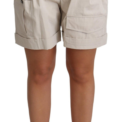 Pantalones cortos plisados ​​de cintura alta beige beige