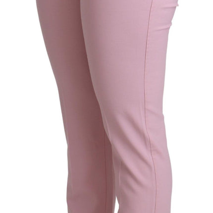 Elegantes pantalones de lana de cintura alta rosa