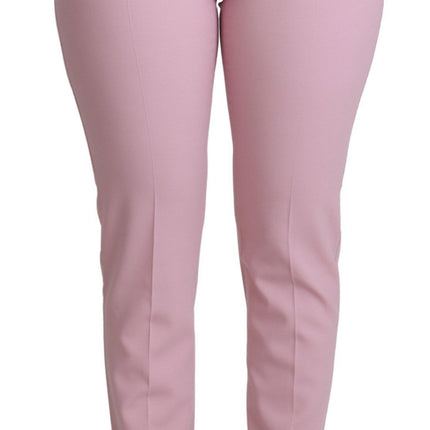 Elegantes pantalones de lana de cintura alta rosa