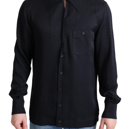 Elegant Jacquard Silk Casual Shirt