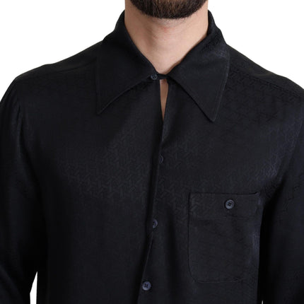 Elegant Jacquard Silk Casual Shirt