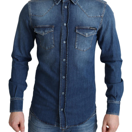 Elegant denim lange mouw casual shirt