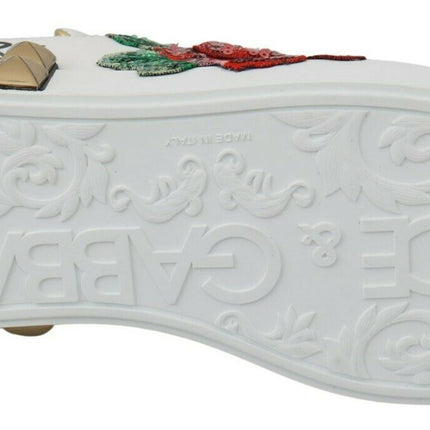 Eleganti sneaker in pelle floreale con paillettes