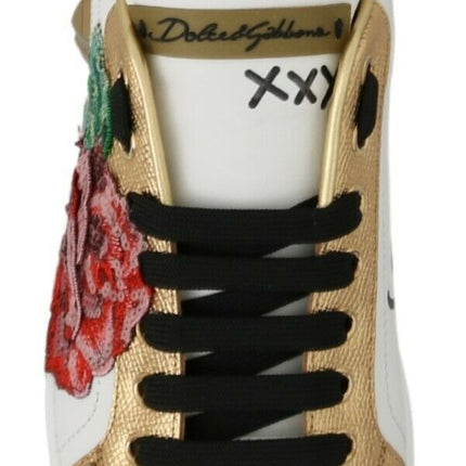 Eleganti sneaker in pelle floreale con paillettes